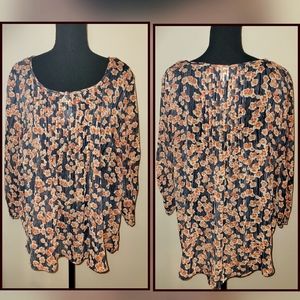Torrid Floral Pleated Flare Blouse